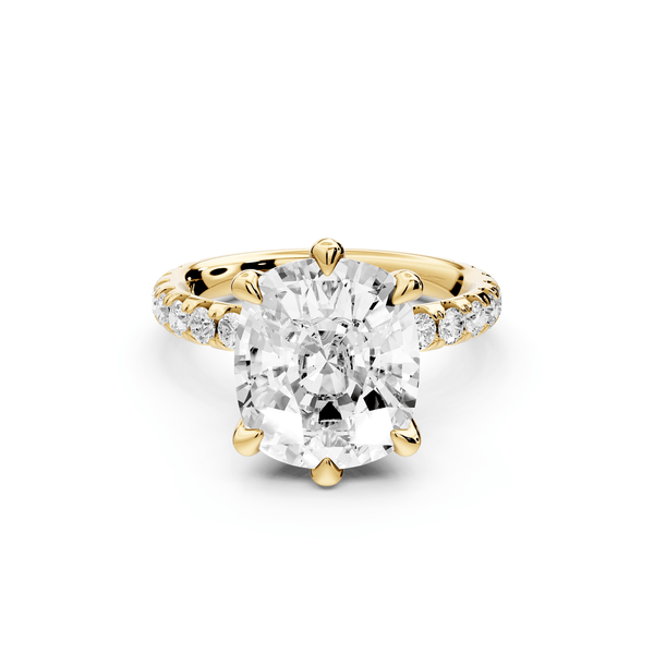 Elise - 5ct 14k yellow gold ecushion diamond 6 - Talon Prong Diamond Crown with Pavé Engagement Ring - Mr. Alex Jewelry