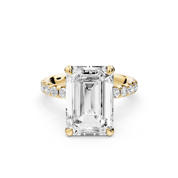 Elise - 5ct 18k yellow gold emerald diamond 6 - Talon Prong Diamond Crown with Pavé Engagement Ring - Mr. Alex Jewelry
