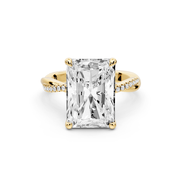 Ella - 5ct 14k yellow gold Radiant Classic Solitaire Engagement Ring with Shared-Prong Pavé Band - Mr. Alex Jewelry