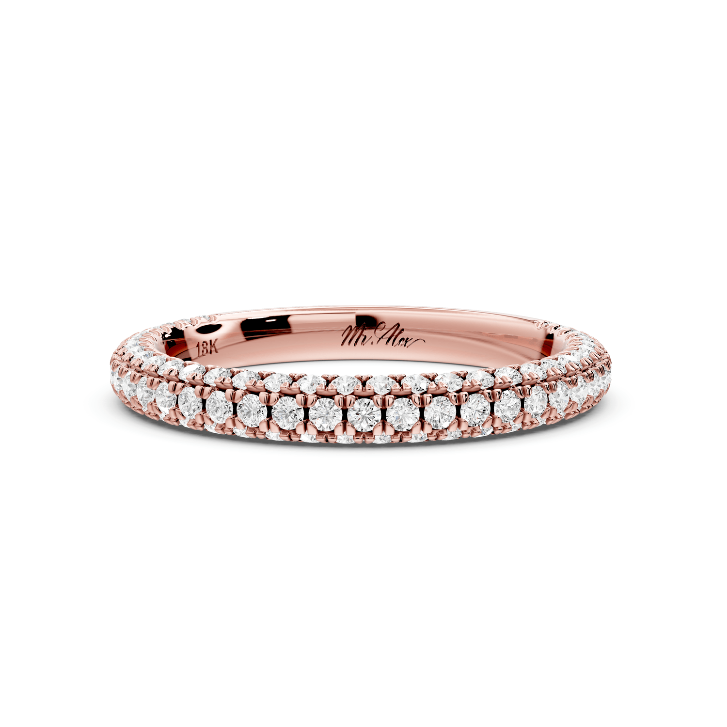 Emilia - 18k rose gold Triple Row Pave Full Eternity Wedding Band - Mr. Alex Jewelry