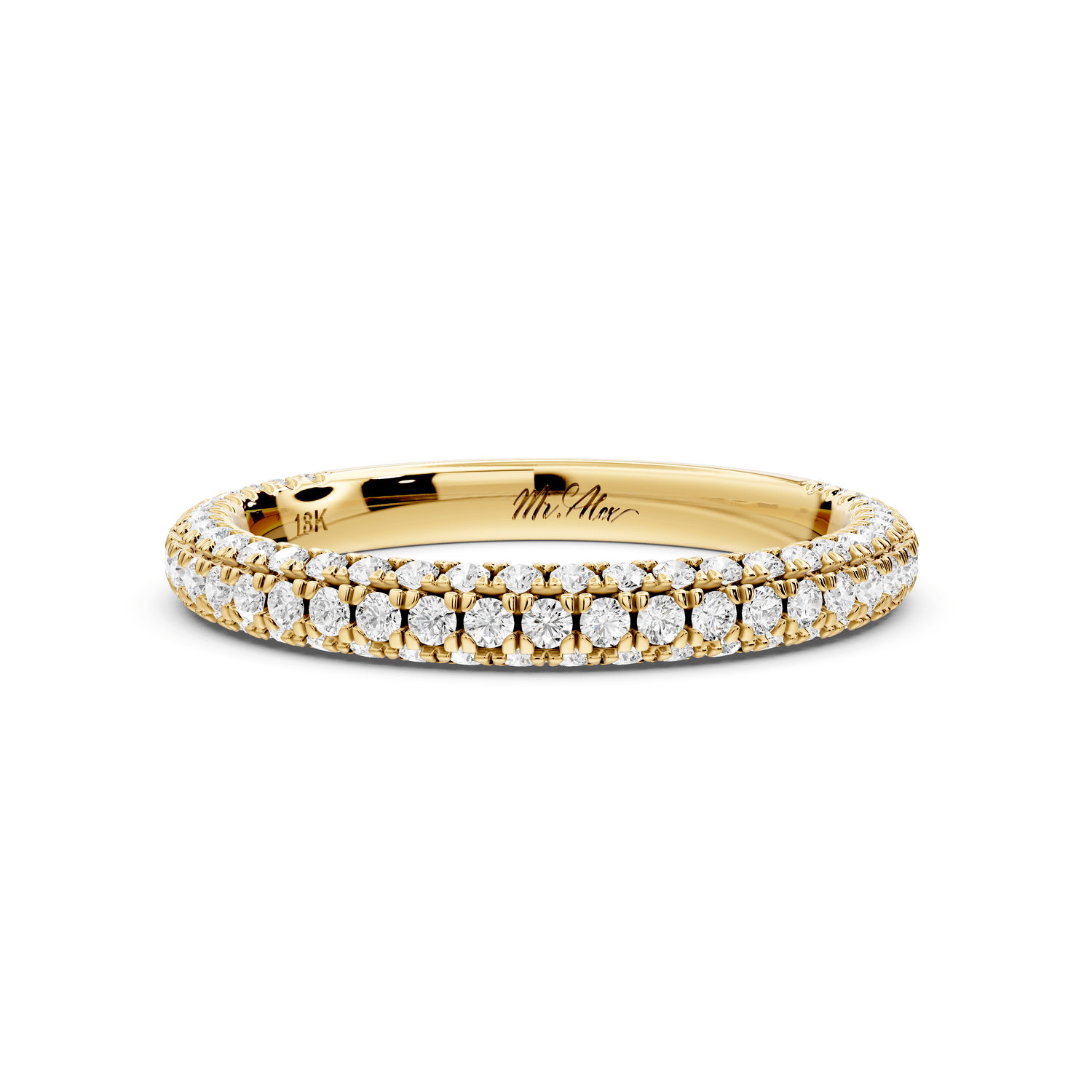 Emilia - 18k yellow gold Triple Row Pave Full Eternity Wedding Band - Mr. Alex Jewelry