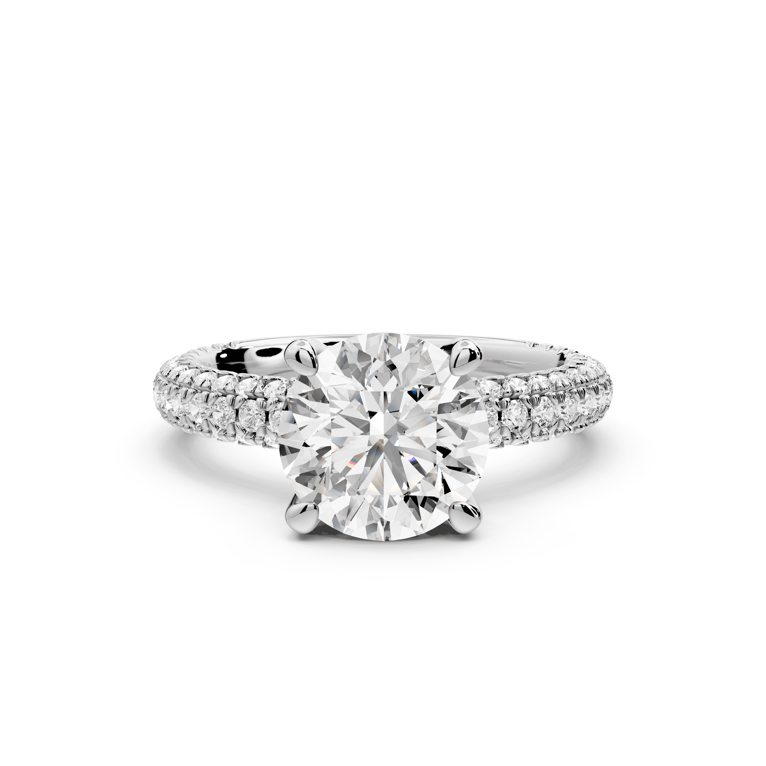 Emilia - 2ct platinum round Hidden Halo Diamond Crown Rollover Pavé Engagement Ring - Mr. Alex Jewelry