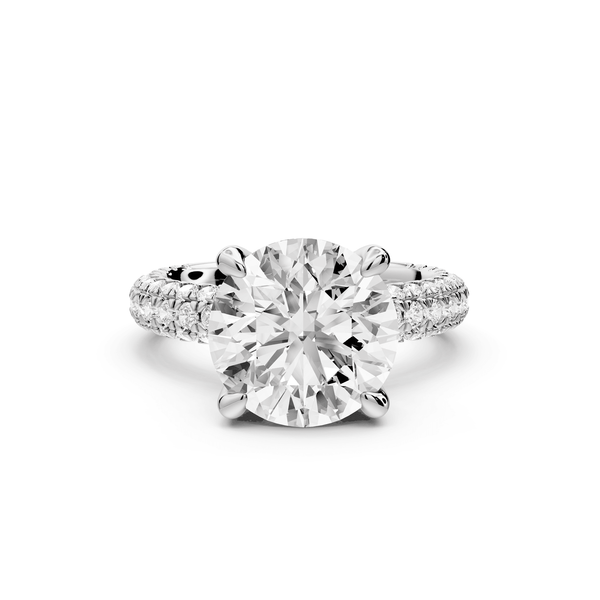 Emilia - 4ct 14k white gold round Hidden Halo Diamond Crown Rollover Pavé Engagement Ring - Mr. Alex Jewelry