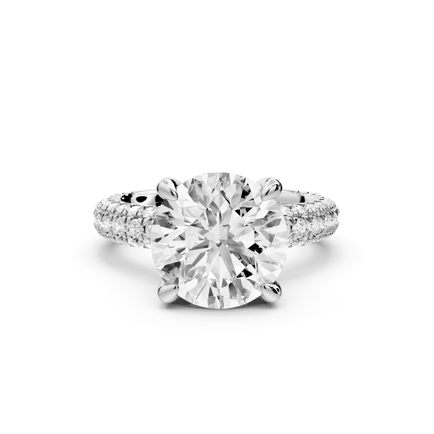 Emilia - 4ct 18k white gold round Hidden Halo Diamond Crown Rollover Pavé Engagement Ring - Mr. Alex Jewelry