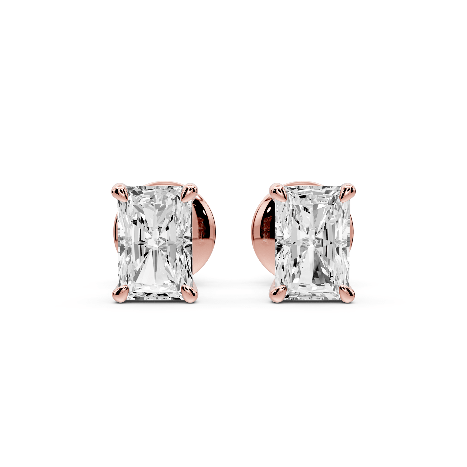 Este - 1ct 14k rose gold Radiant - Cut Diamond Stud Earrings - Mr. Alex Jewelry