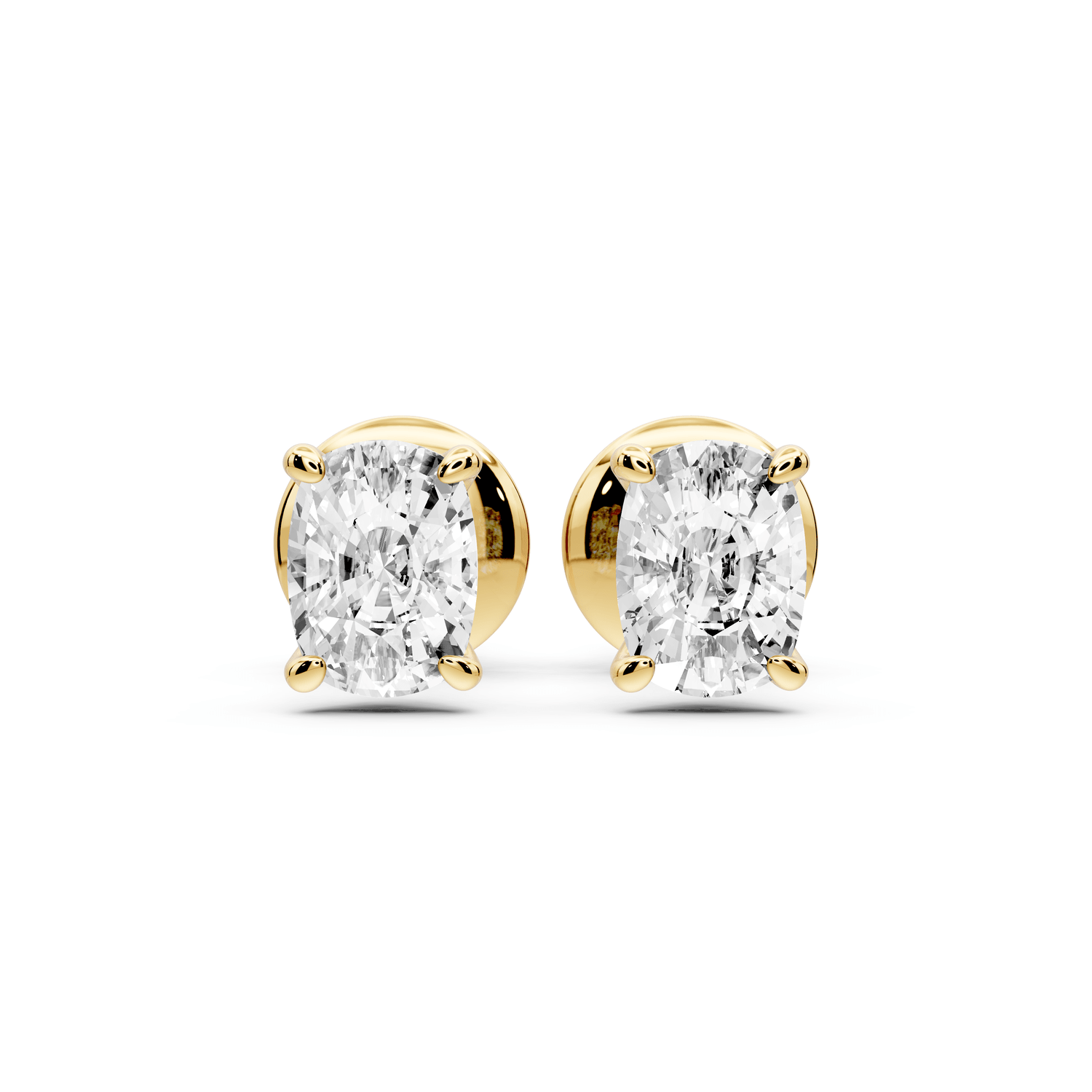 Este - 1ct 14k yellow gold Elgcushion - Cut Diamond Stud Earrings - Mr. Alex Jewelry
