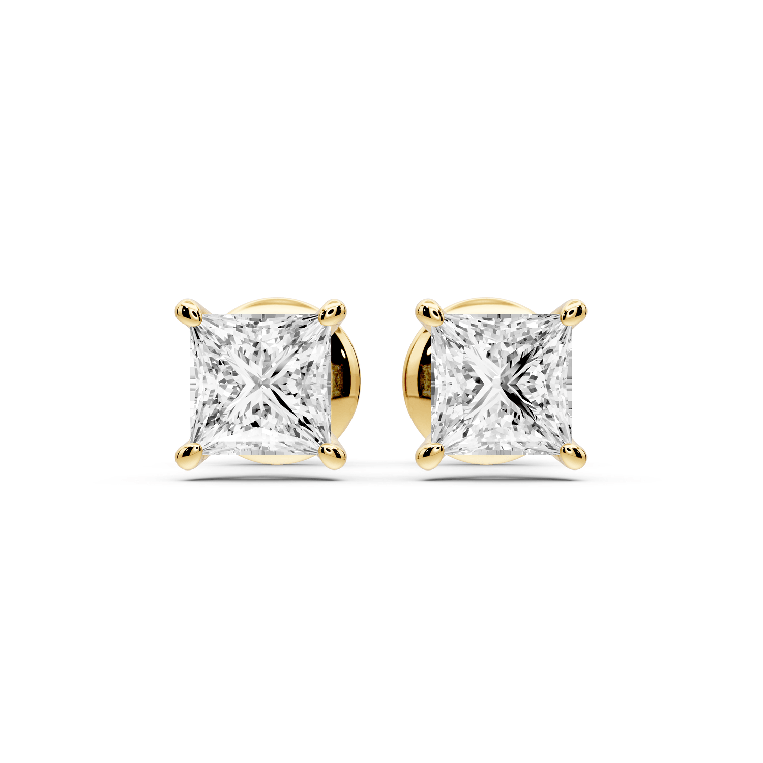 Este - 1ct 14k yellow gold Princess - Cut Diamond Stud Earrings - Mr. Alex Jewelry