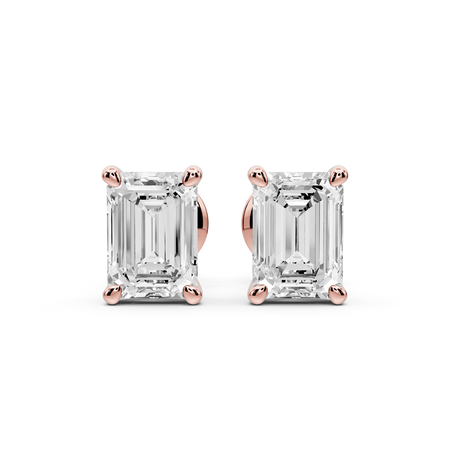 Este - 2ct 14k rose gold Emerald - Cut Diamond Stud Earrings - Mr. Alex Jewelry