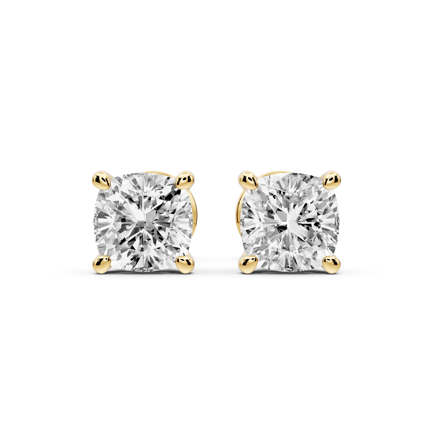 Este - 2ct 14k yellow gold Cushion - Cut Diamond Stud Earrings - Mr. Alex Jewelry