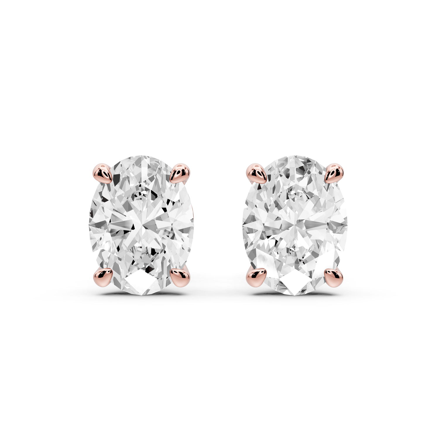 Este - 3ct 14k rose gold Oval - Cut Diamond Stud Earrings - Mr. Alex Jewelry