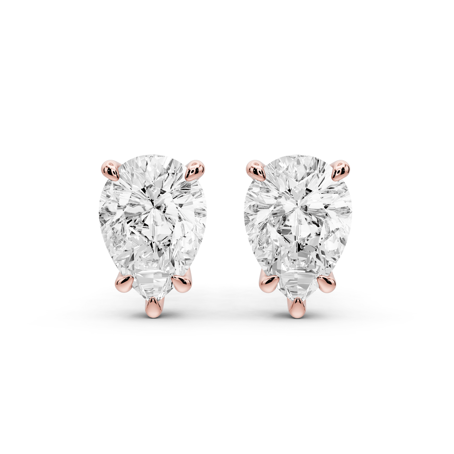 Este - 3ct 14k rose gold Pear - Cut Diamond Stud Earrings - Mr. Alex Jewelry