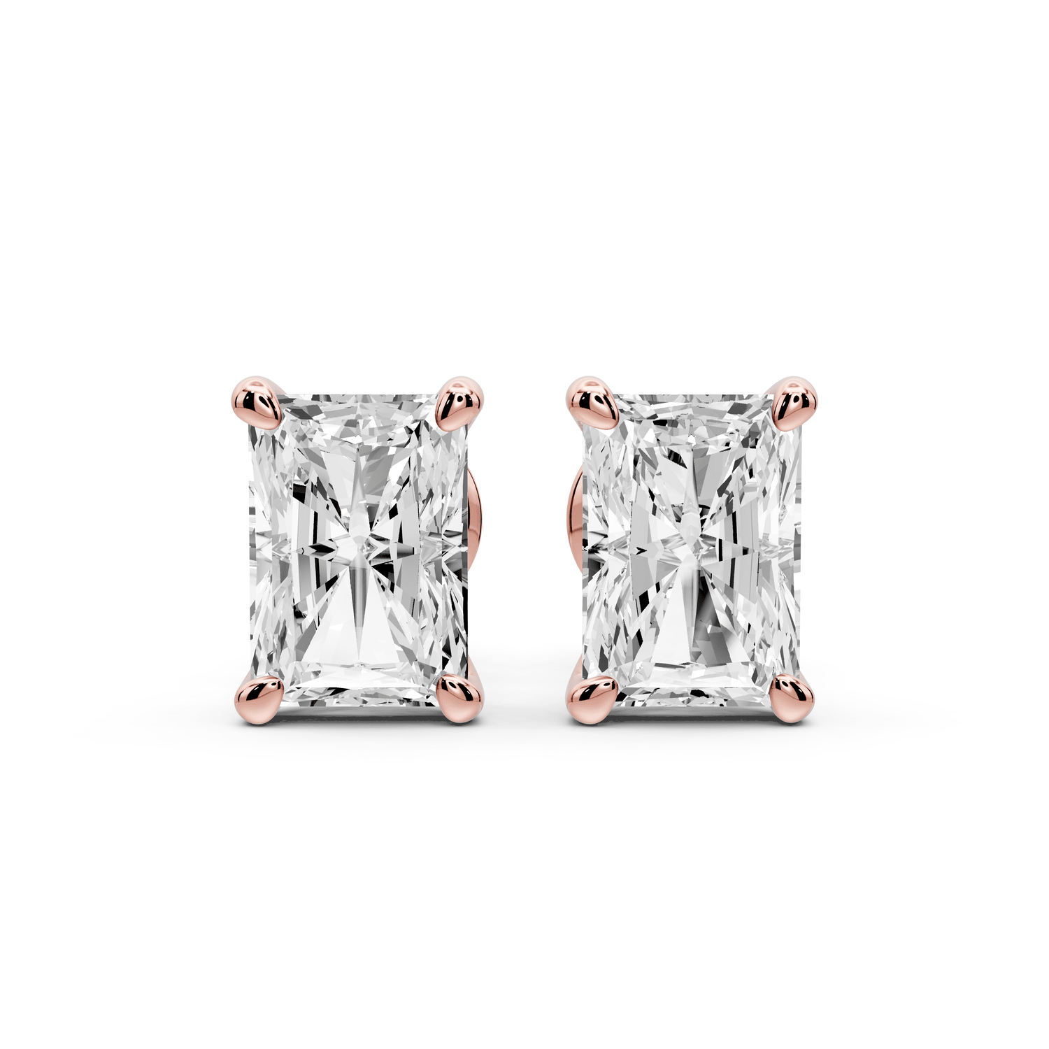 Este - 3ct 14k rose gold Radiant - Cut Diamond Stud Earrings - Mr. Alex Jewelry