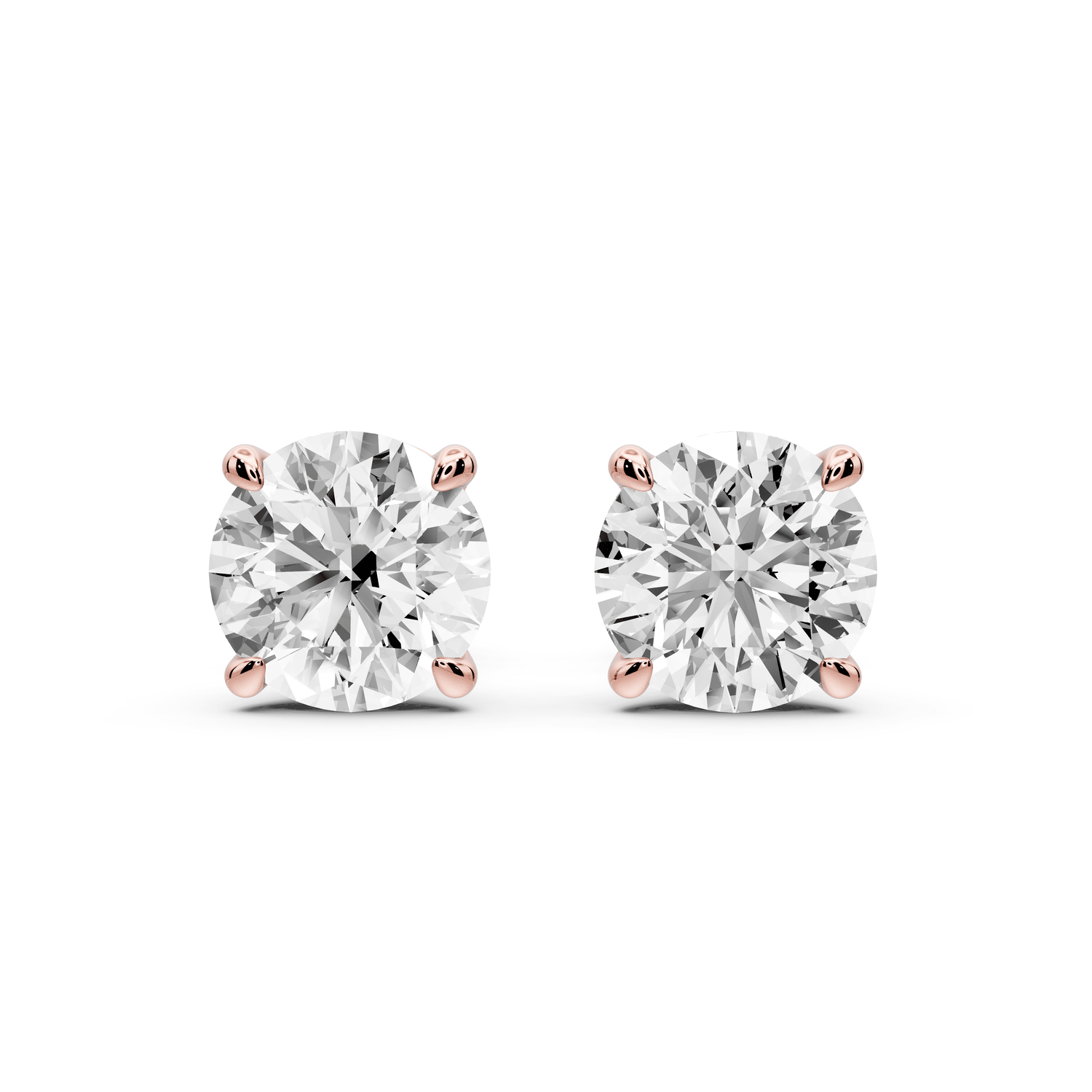 Este - 3ct 14k rose gold Round - Cut Diamond Stud Earrings - Mr. Alex Jewelry
