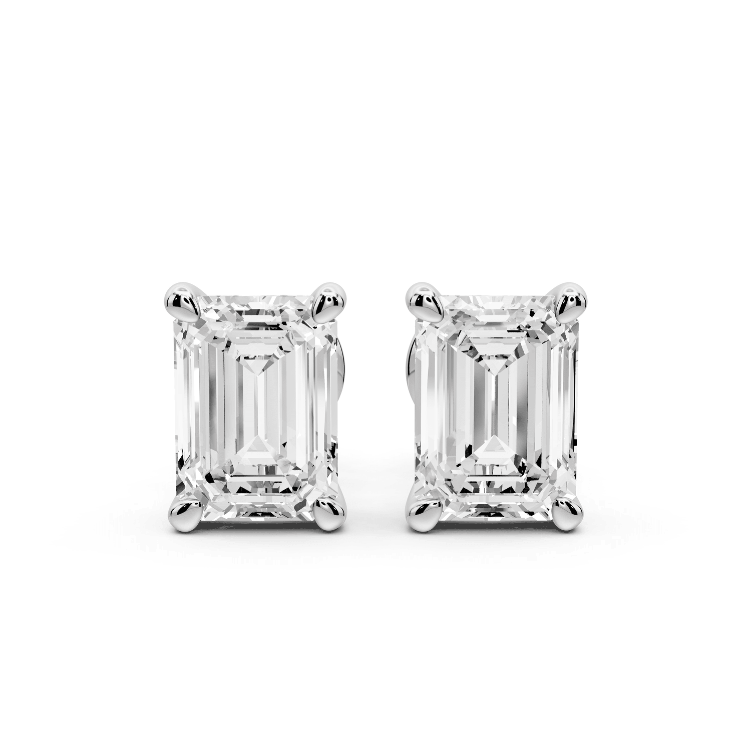 Este - 3ct 14k white gold Emerald - Cut Diamond Stud Earrings - Mr. Alex Jewelry