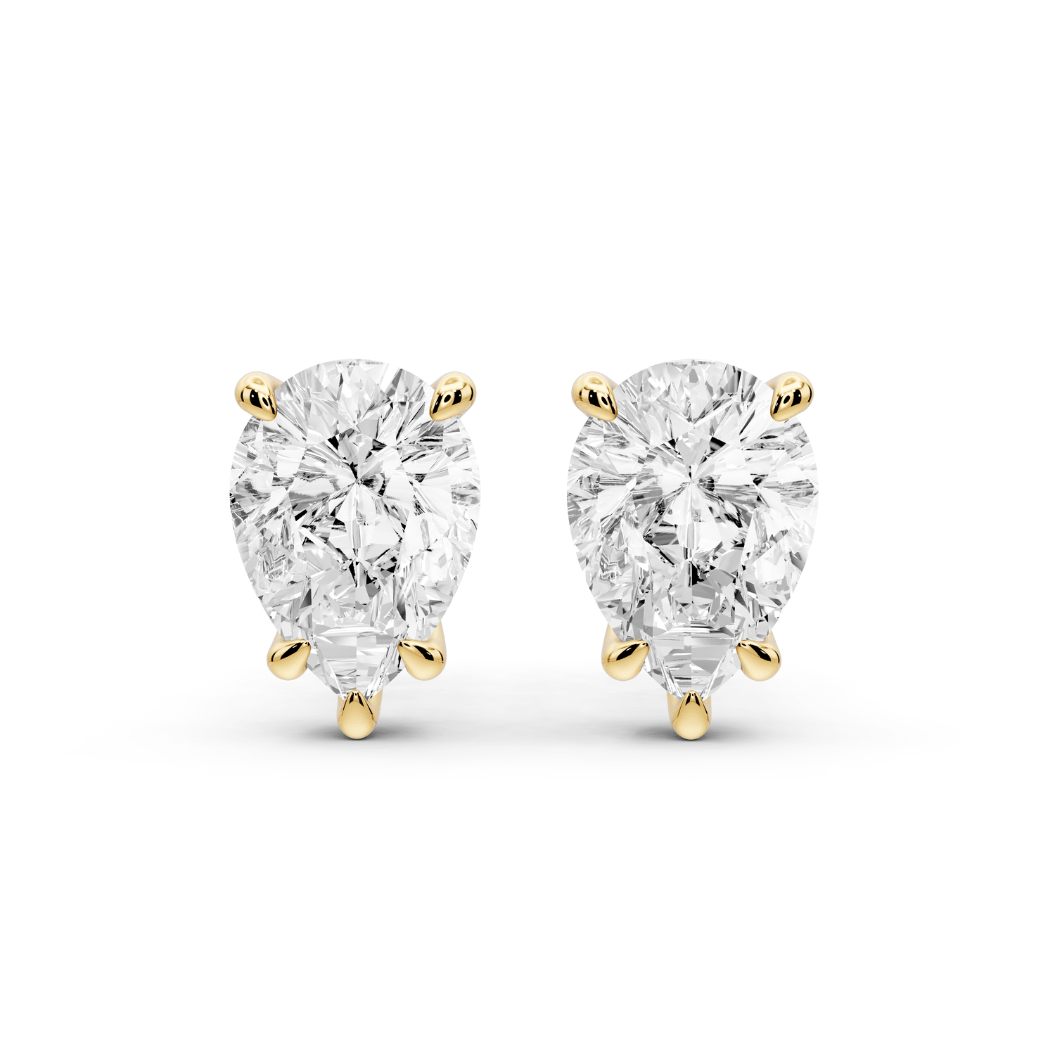 Este - 3ct 14k yellow gold Pear - Cut Diamond Stud Earrings - Mr. Alex Jewelry