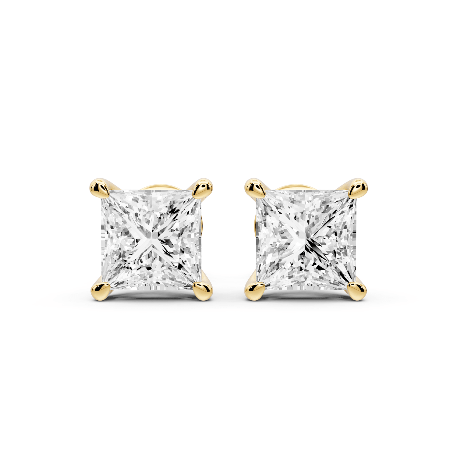 Este - 3ct 14k yellow gold Princess - Cut Diamond Stud Earrings - Mr. Alex Jewelry