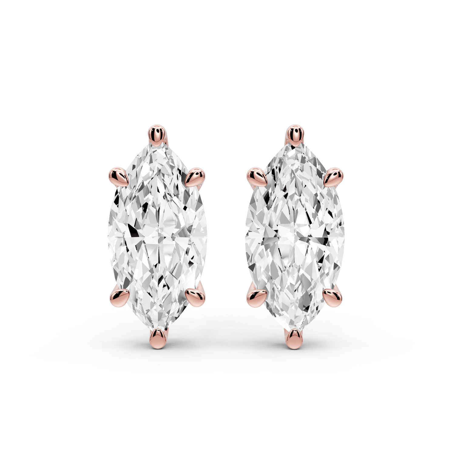 Este - 4ct 14k rose gold Marquise - Cut Diamond Stud Earrings - Mr. Alex Jewelry