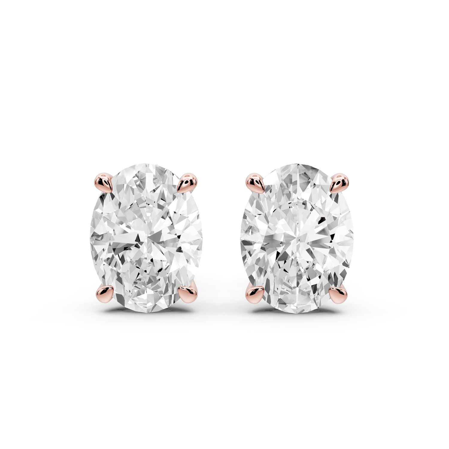 Este - 4ct 14k rose gold Oval - Cut Diamond Stud Earrings - Mr. Alex Jewelry