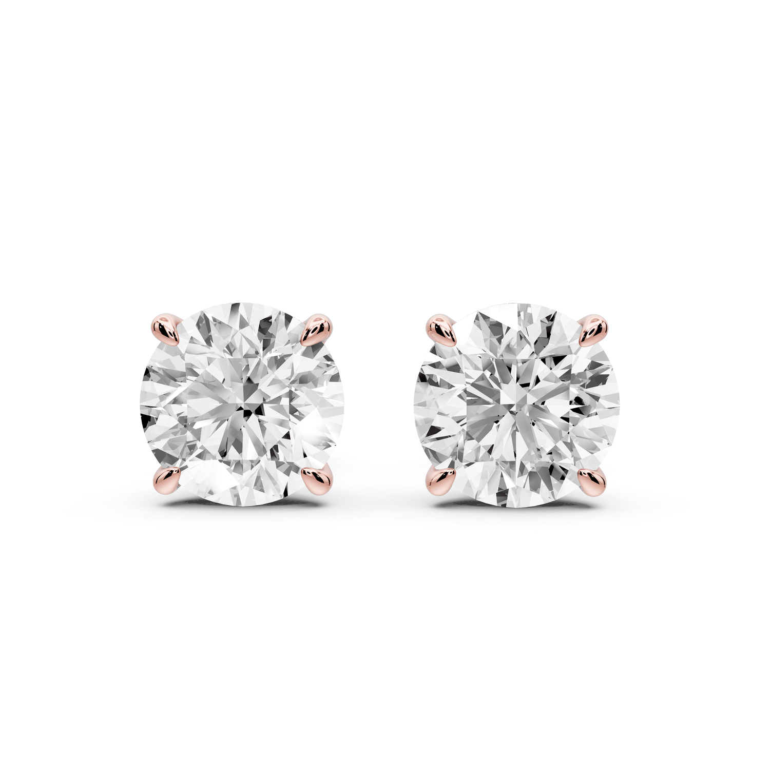 Este - 4ct 14k rose gold Round - Cut Diamond Stud Earrings - Mr. Alex Jewelry