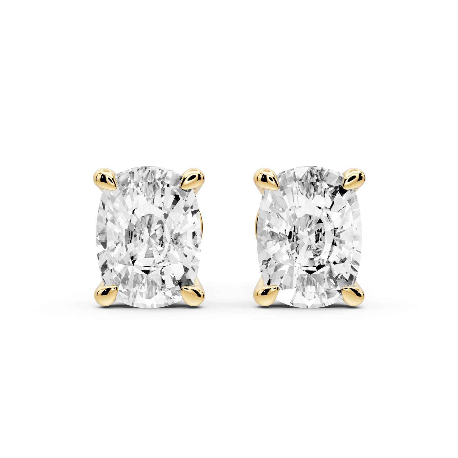 Este - 4ct 14k yellow gold Elgcushion - Cut Diamond Stud Earrings - Mr. Alex Jewelry