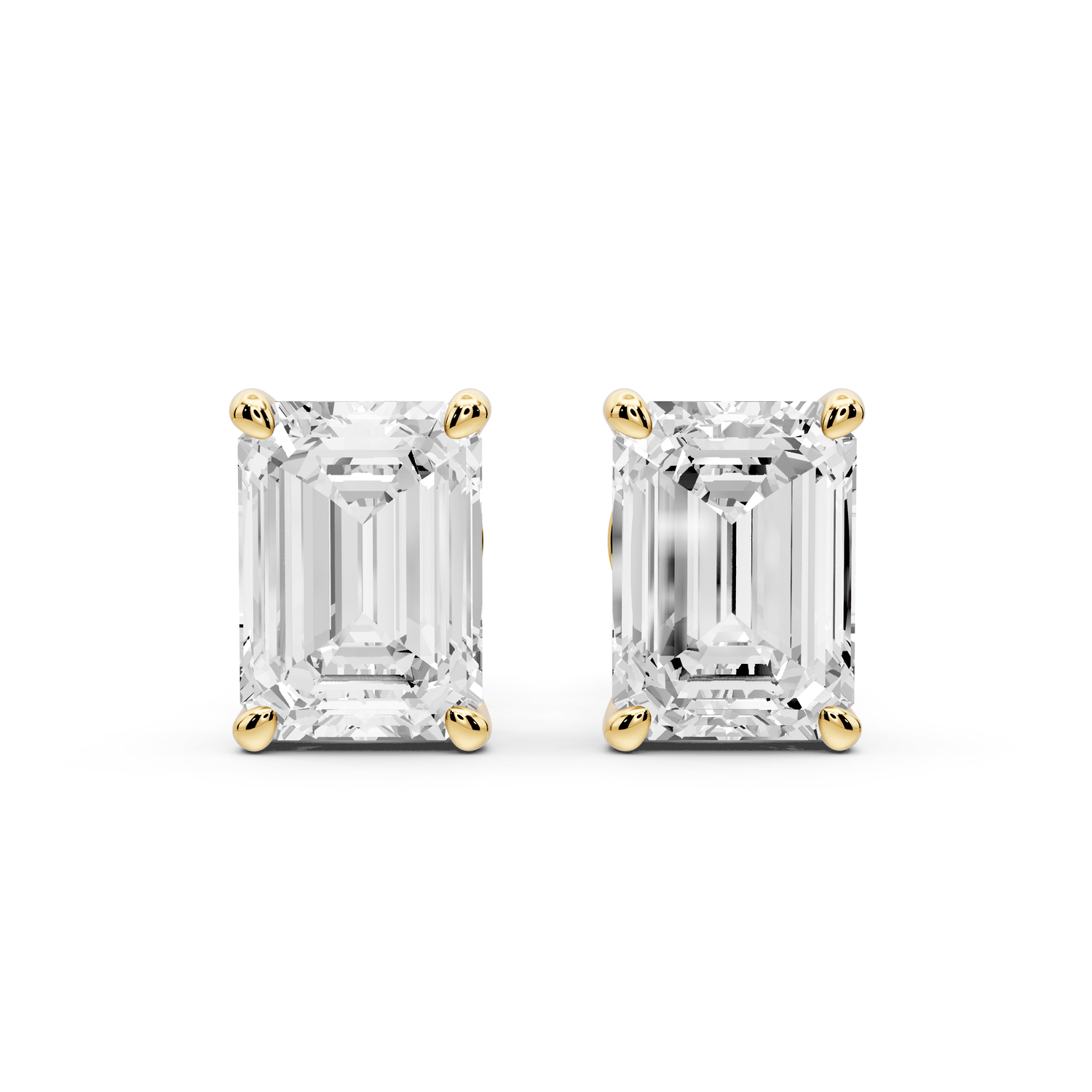 Este - 4ct 14k yellow gold Emerald - Cut Diamond Stud Earrings - Mr. Alex Jewelry