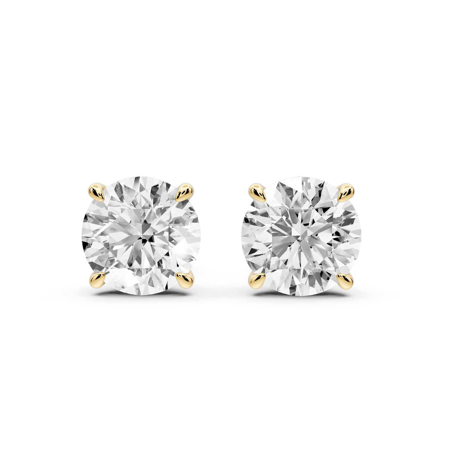 Este - 4ct 14k yellow gold Round - Cut Diamond Stud Earrings - Mr. Alex Jewelry