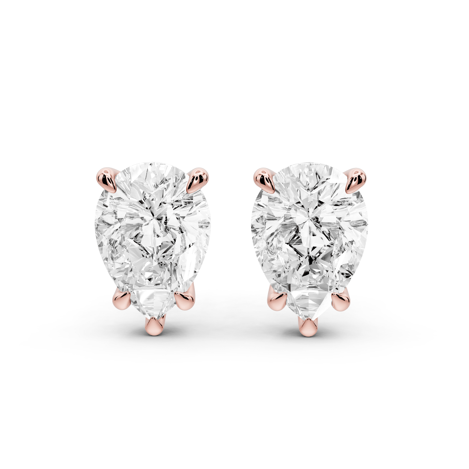 Este - 5ct 14k rose gold Pear - Cut Diamond Stud Earrings - Mr. Alex Jewelry