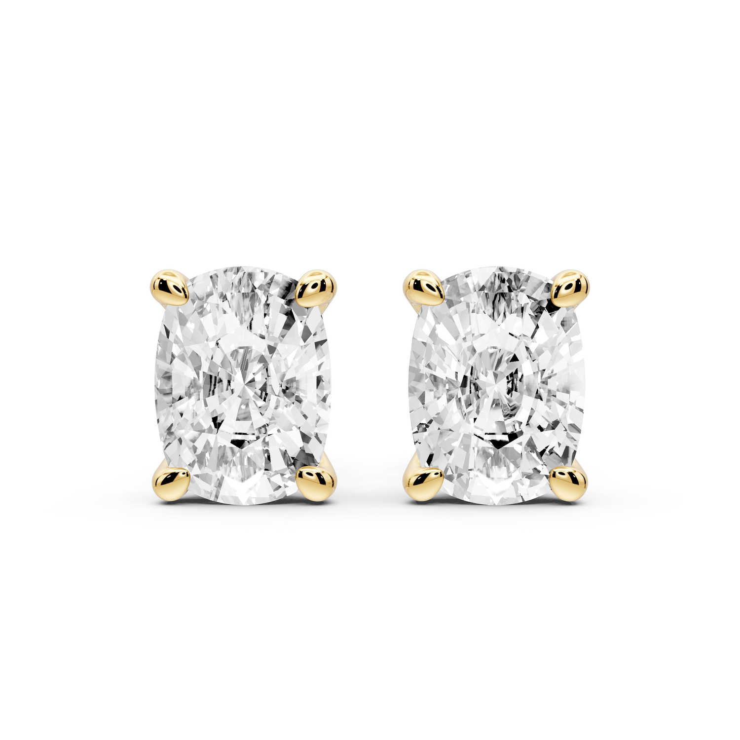 Este - 5ct 14k yellow gold Elgcushion - Cut Diamond Stud Earrings - Mr. Alex Jewelry