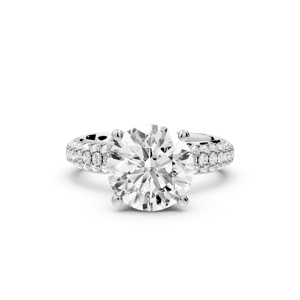Evelina - 3ct 18k white gold round wrap around Halo Rollover Pavé Diamond Crown Engagement Ring - Mr. Alex Jewelry