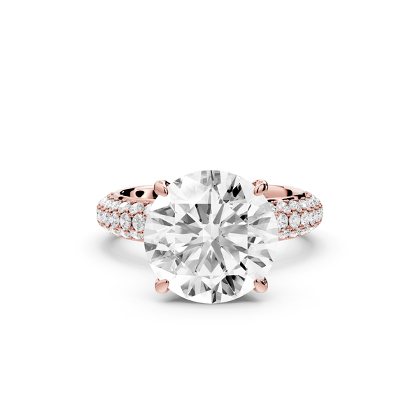 Evelina - 4ct 14k rose gold round wrap around Halo Rollover Pavé Diamond Crown Engagement Ring - Mr. Alex Jewelry