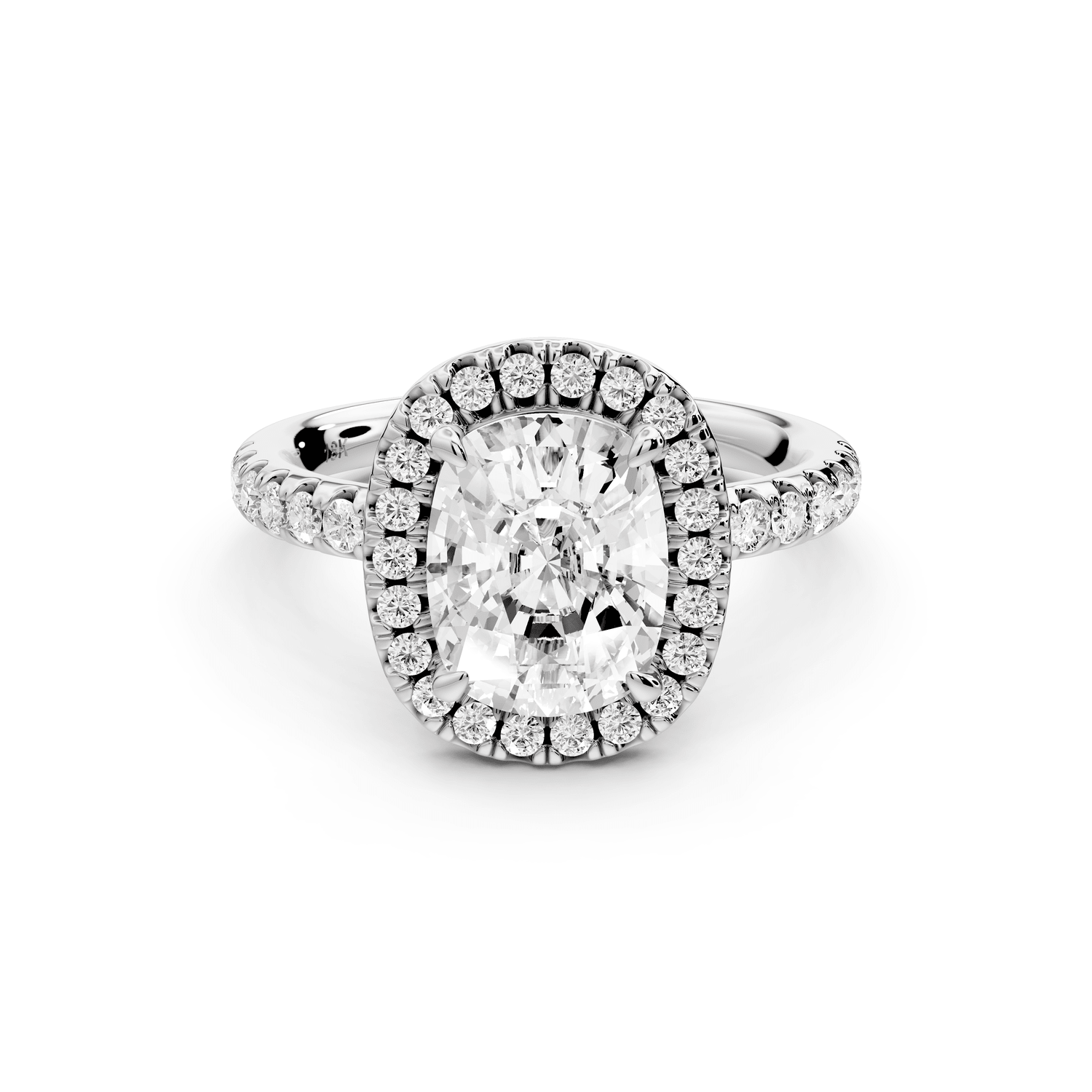 Eveline - 2ct 14k white gold cushion Halo Half Band Pavé Engagement Ring - Mr. Alex Jewelry