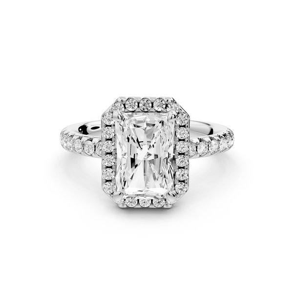 Eveline - 2ct 14k white gold radiant Halo Half Band Pavé Engagement Ring - Mr. Alex Jewelry