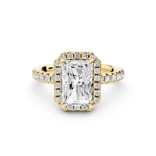 Eveline - 2ct 14k yellow gold radiant Halo Half Band Pavé Engagement Ring - Mr. Alex Jewelry