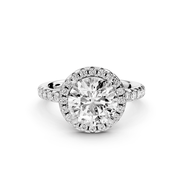 Eveline - 2ct platinum round Halo Half Band Pavé Engagement Ring - Mr. Alex Jewelry