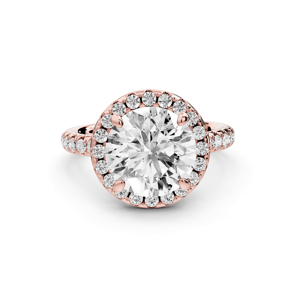 Eveline - 3ct 14k rose gold round Halo Half Band Pavé Engagement Ring - Mr. Alex Jewelry