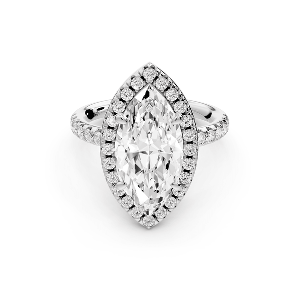 Eveline - 3ct 14k white gold marquise Halo Half Band Pavé Engagement Ring - Mr. Alex Jewelry