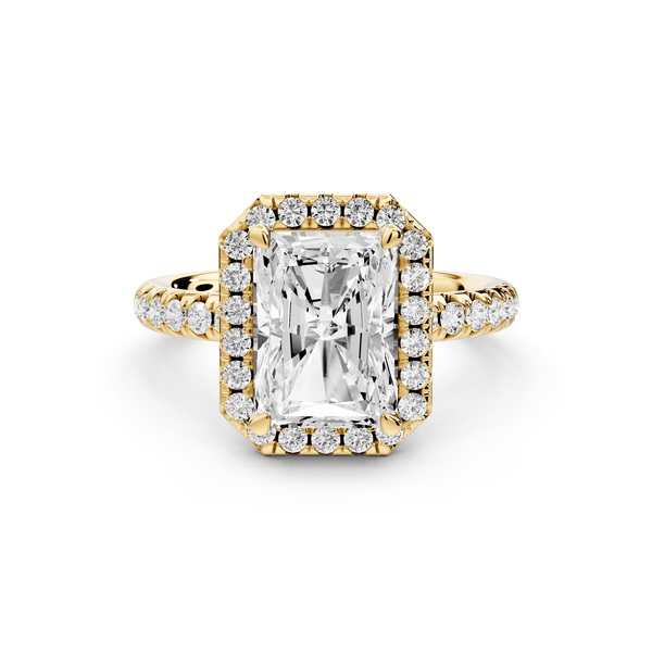 Eveline - 3ct 14k yellow gold radiant Halo Half Band Pavé Engagement Ring - Mr. Alex Jewelry