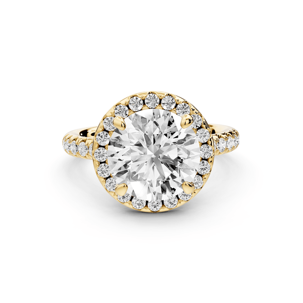 Eveline - 3ct 14k yellow gold round Halo Half Band Pavé Engagement Ring - Mr. Alex Jewelry