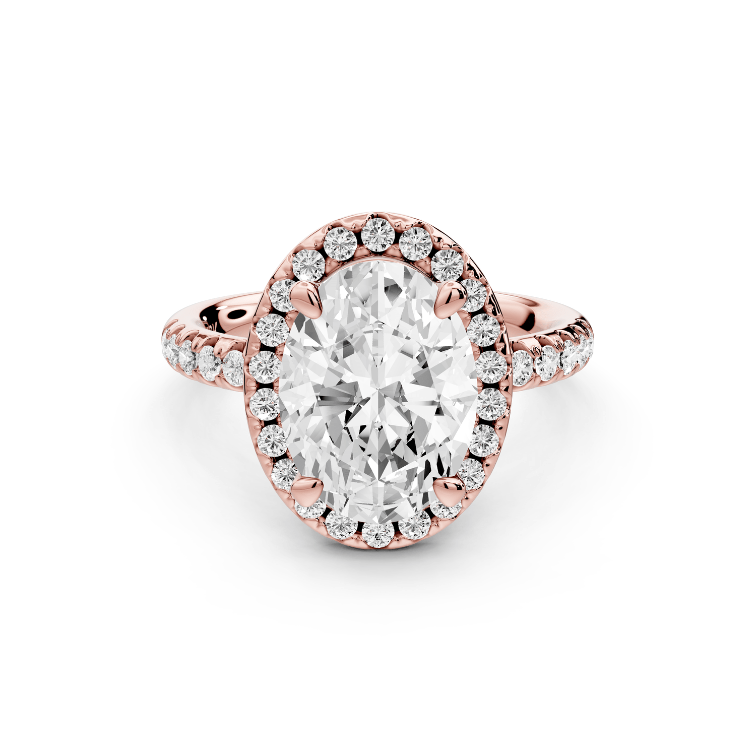 Eveline - 3ct 18k rose gold oval Halo Half Band Pavé Engagement Ring - Mr. Alex Jewelry