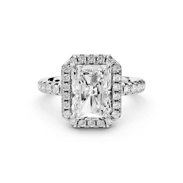 Eveline - 3ct 18k white gold radiant Halo Half Band Pavé Engagement Ring - Mr. Alex Jewelry