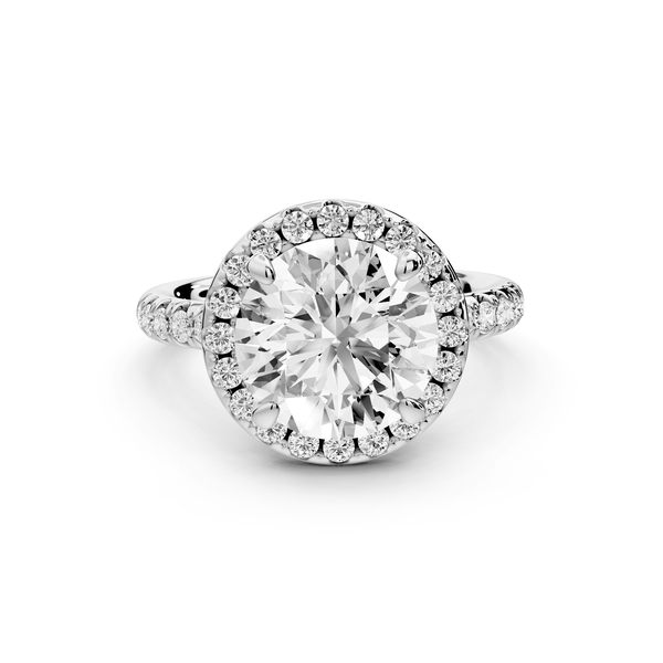 Eveline - 3ct 18k white gold round Halo Half Band Pavé Engagement Ring - Mr. Alex Jewelry