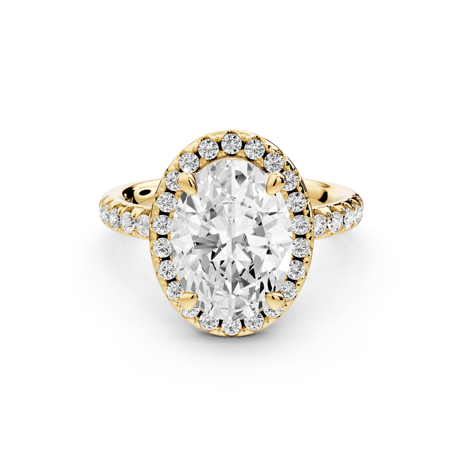 Eveline - 3ct 18k yellow gold oval Halo Half Band Pavé Engagement Ring - Mr. Alex Jewelry
