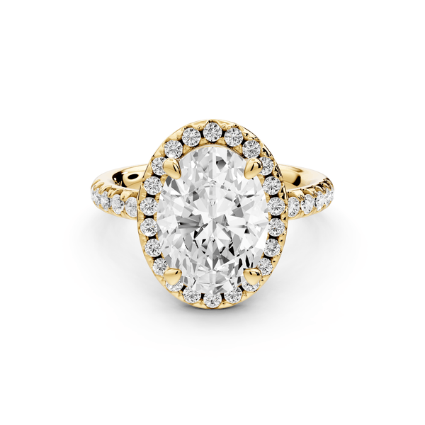 Eveline - 3ct 18k yellow gold oval Halo Half Band Pavé Engagement Ring - Mr. Alex Jewelry