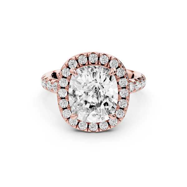 Eveline - 4ct 14k rose gold cushion Halo Half Band Pavé Engagement Ring - Mr. Alex Jewelry