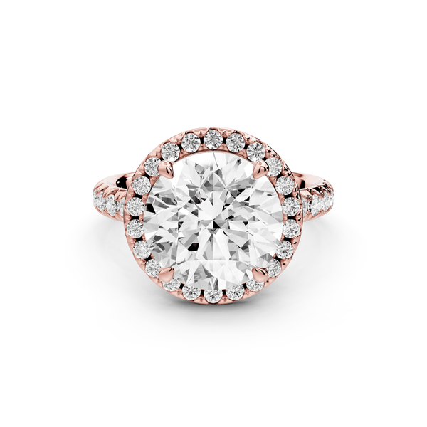 Eveline - 4ct 14k rose gold round Halo Half Band Pavé Engagement Ring - Mr. Alex Jewelry