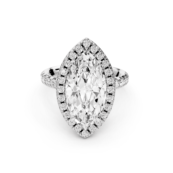 Eveline - 4ct 14k white gold marquise Halo Half Band Pavé Engagement Ring - Mr. Alex Jewelry