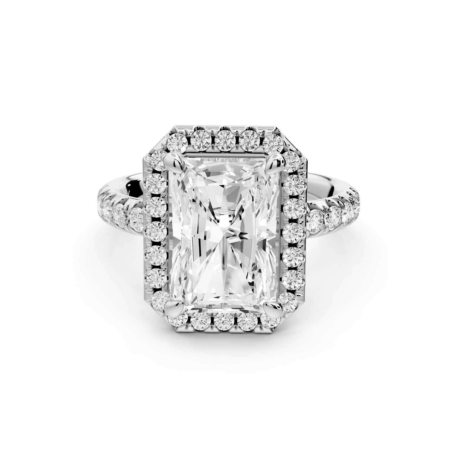 Eveline - 4ct 14k white gold radiant Halo Half Band Pavé Engagement Ring - Mr. Alex Jewelry