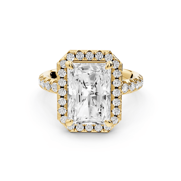 Eveline - 4ct 14k yellow gold radiant Halo Half Band Pavé Engagement Ring - Mr. Alex Jewelry