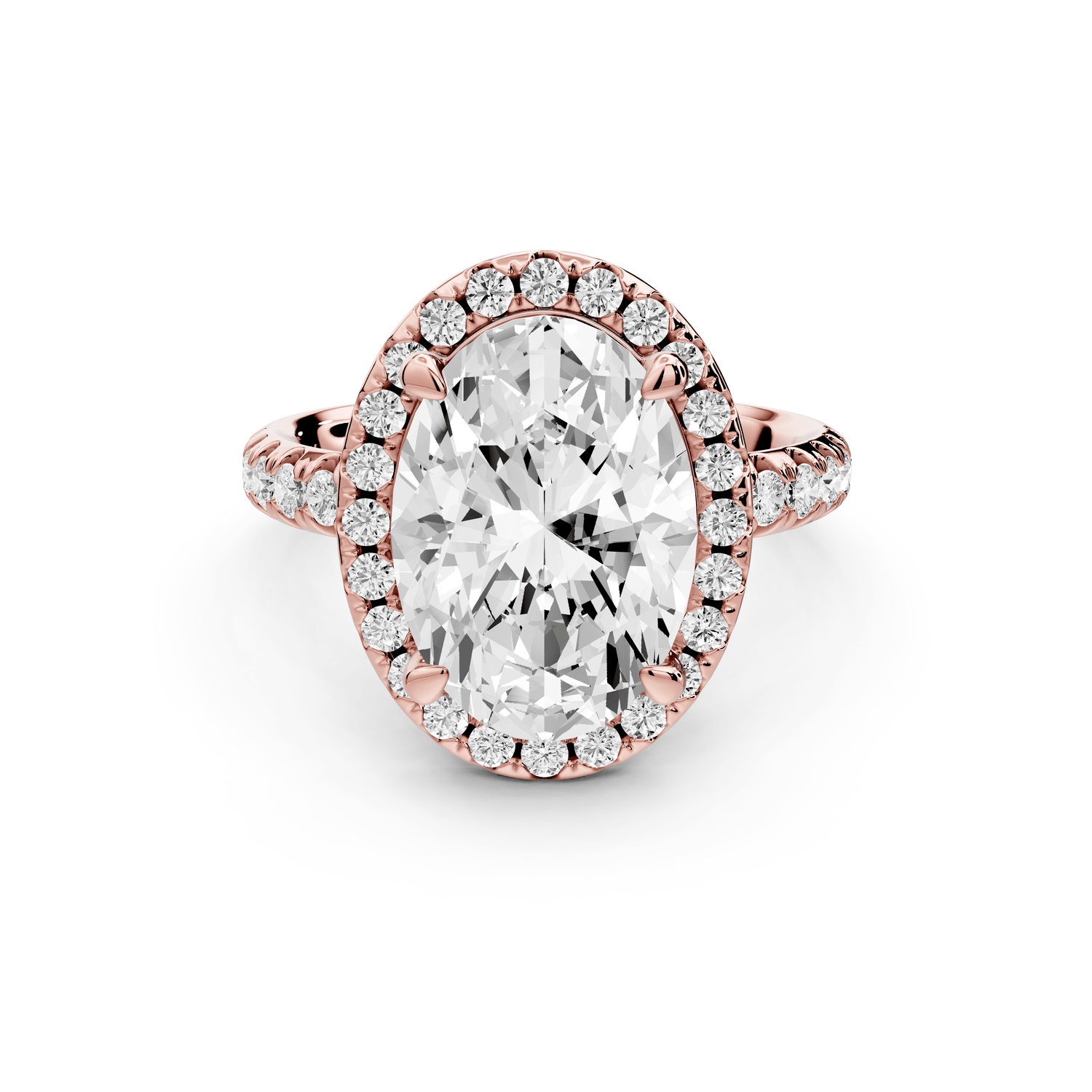 Eveline - 4ct 18k rose gold oval Halo Half Band Pavé Engagement Ring - Mr. Alex Jewelry