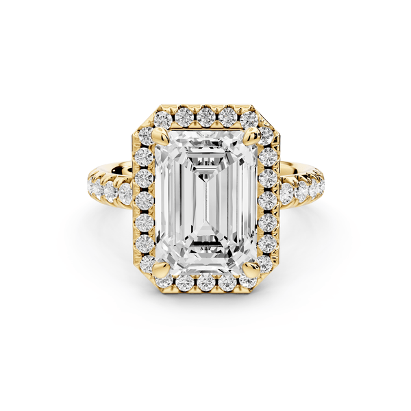Eveline - 4ct 18k yellow gold emerald Halo Half Band Pavé Engagement Ring - Mr. Alex Jewelry